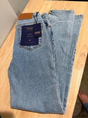 Cavalli Class Light Wash High-Rise Straight Jeans